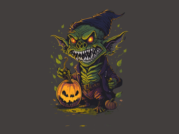 Pumpkin goblin halloween tshirt design