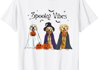 Golden Retriever Ghost Dogs Halloween Dog Witch Spooky Vibes T-Shirt PNG File