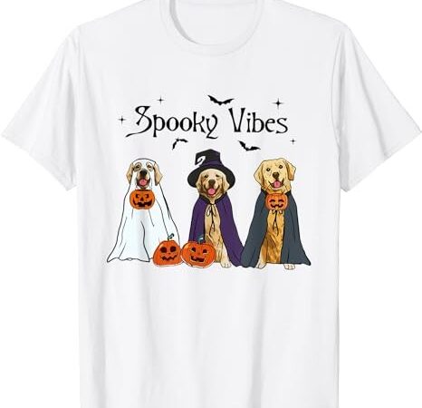Golden retriever ghost dogs halloween dog witch spooky vibes t-shirt png file