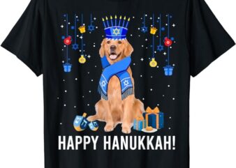 Golden Retriever Menorah Hat Christmas Happy Hanukkah Jewish T-Shirt