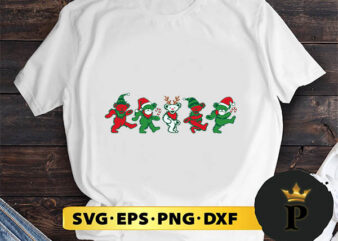 Grateful dead dancing bears santa christmas SVG, Merry Christmas SVG, Xmas SVG PNG DXF EPS t shirt design template