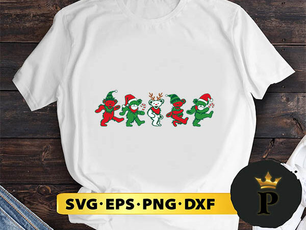 Grateful dead dancing bears santa christmas svg, merry christmas svg, xmas svg png dxf eps t shirt design template