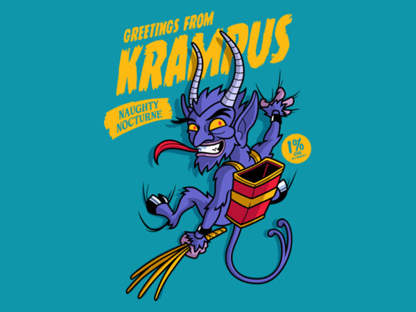 Greetings from krampus t shirt design template