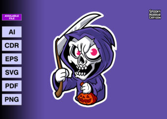 Grim Reaper Halloween t shirt design template