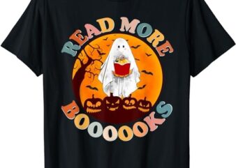 Groovy Cute Ghost Boo Read More Books Funny Halloween T-Shirt
