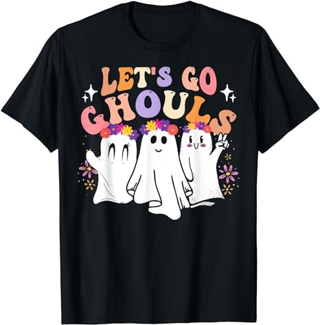 Groovy Let’s Go Ghouls Cute Ghost Halloween Spooky Season T-Shirt PNG File