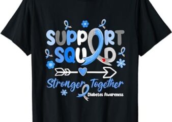 Groovy Support Squad Blue Ribbon Diabetes Awareness T-Shirt PNG File
