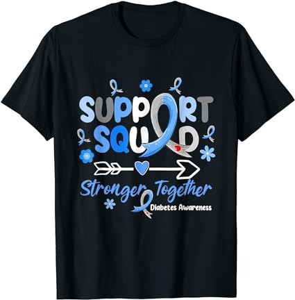 Groovy support squad blue ribbon diabetes awareness t-shirt png file