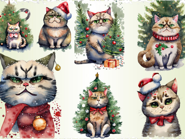 Grumpy christmas cat sublimation bundle t shirt design template