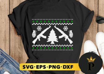 Gun Ugly Christmas Sweater Ak 47 SVG, Merry Christmas SVG, Xmas SVG PNG DXF EPS t shirt design template
