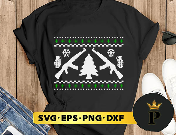 Gun Ugly Christmas Sweater Ak 47 SVG, Merry Christmas SVG, Xmas SVG PNG DXF EPS