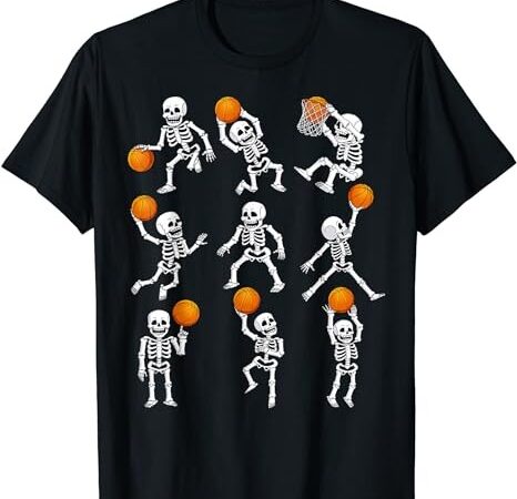 Halloween basketball skeletons dunking dribble boys kids t-shirt png file Halloween basketball skeletons dunking dribble boys kids t-shirt png file