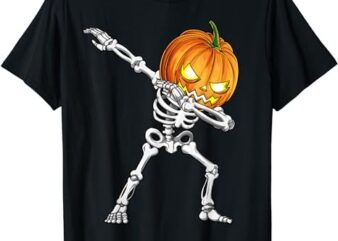 Halloween Boys Dabbing Skeleton Scary Pumpkin Jack O Lantern T-Shirt PNG File