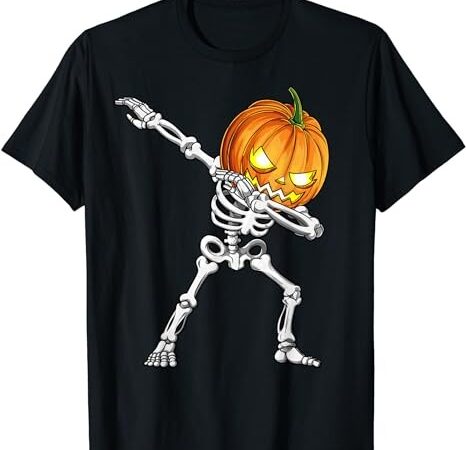 Halloween boys dabbing skeleton scary pumpkin jack o lantern t-shirt png file