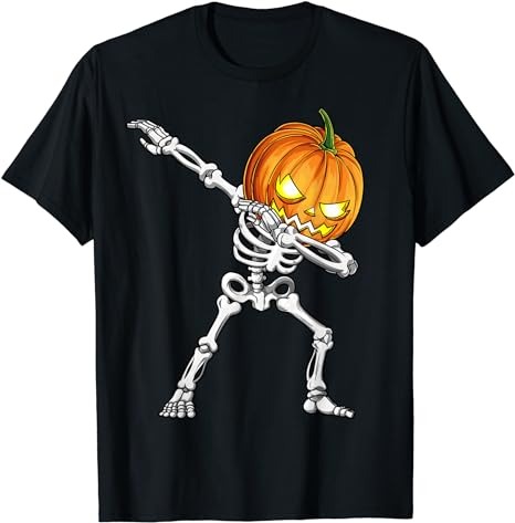 Halloween Boys Dabbing Skeleton Scary Pumpkin Jack O Lantern T-Shirt PNG File