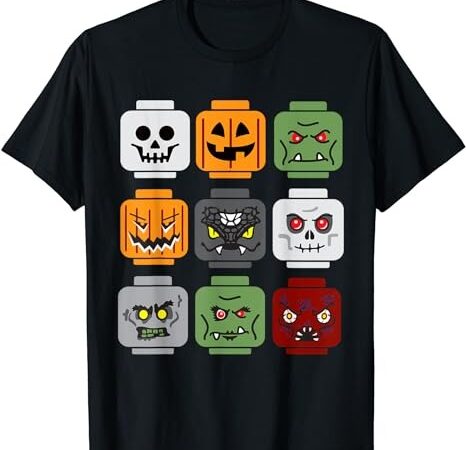 Halloween building brick head pumpkin ghost zombie friends t-shirt png file