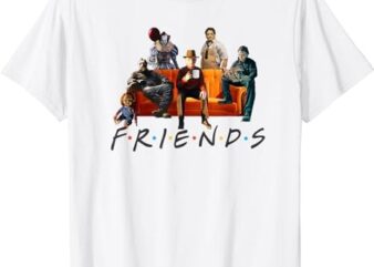 Halloween Friends Crew Gathering on a Spooky Orange Couch T-Shirt PNG File