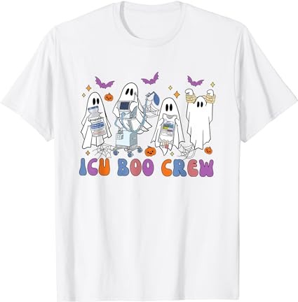 Halloween icu nurse retro icu boo crew boo ghosts women t-shirt png file