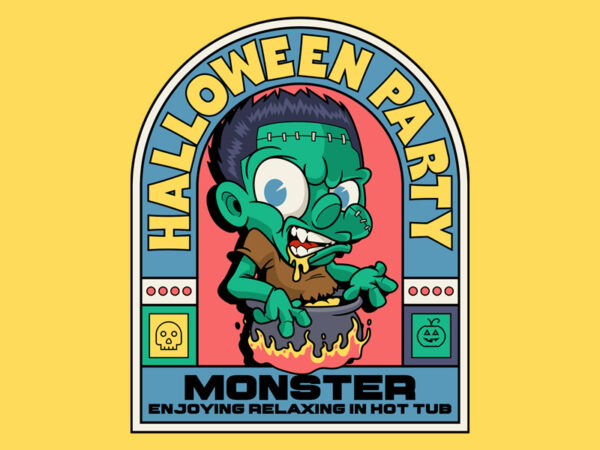 Halloween party with monster graphic t shirt