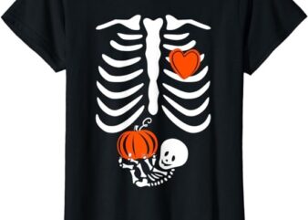 Halloween Pregnancy Announcement Skeleton with Baby Costume T-Shirt