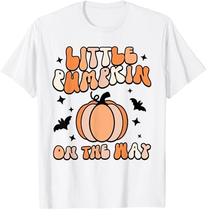 Halloween pregnancy little pumpkin on the way groovy t-shirt png file
