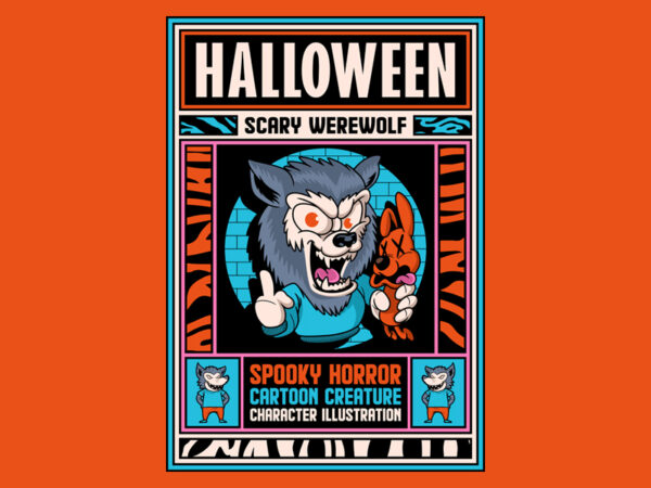 Halloween scary werewolf graphic t shirt