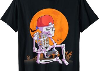 Halloween Shirt Men Boys Gamer Gaming Skeleton Shirt Boys T-Shirt PNG File