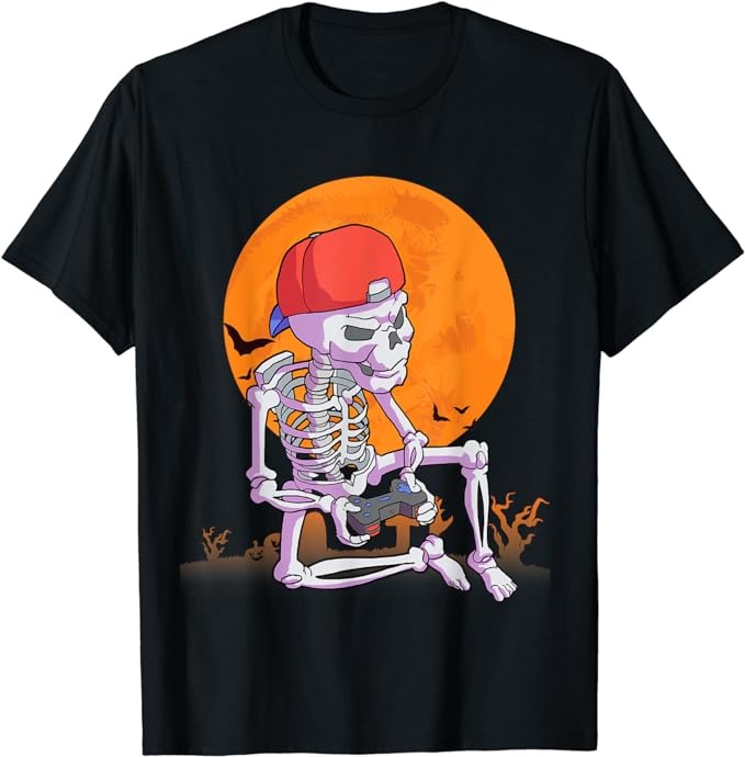 Halloween Shirt Men Boys Gamer Gaming Skeleton Shirt Boys T-Shirt PNG ...