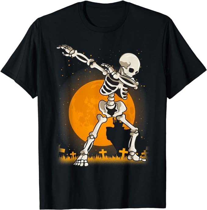 Halloween Shirts For Boys Kids Dabbing Skeleton Tee Costume