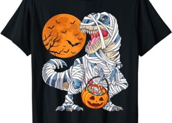 Halloween Shirts for Boys Men Dinosaur T rex Mummy Pumpkin T-Shirt PNG File