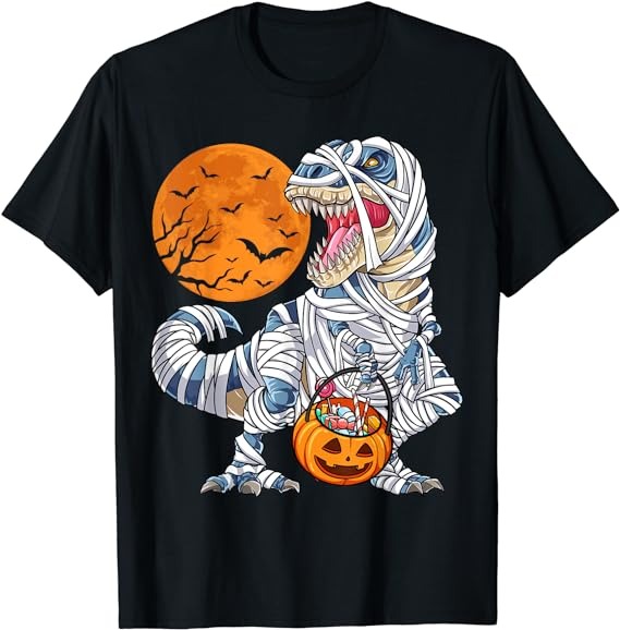 Halloween Shirts for Boys Men Dinosaur T rex Mummy Pumpkin T-Shirt PNG File