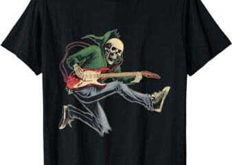 Halloween Skeleton Playing Guitar – Rock And Roll Band Tees T-Shirt PNG File