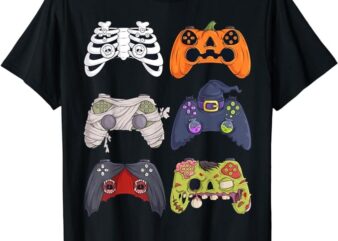Halloween Skeleton Zombie Gaming Controllers Mummy Boys Kids T-Shirt PNG File