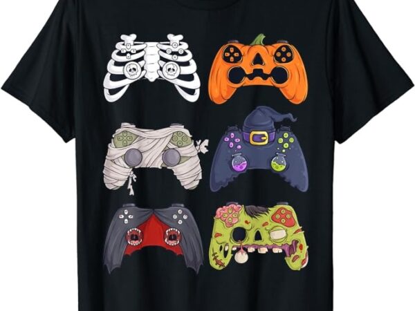 Halloween skeleton zombie gaming controllers mummy boys kids t-shirt png file