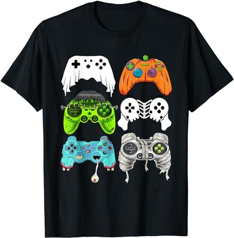 Halloween Skeleton Zombie Gaming Controllers Mummy Game Boys T-Shirt PNG File