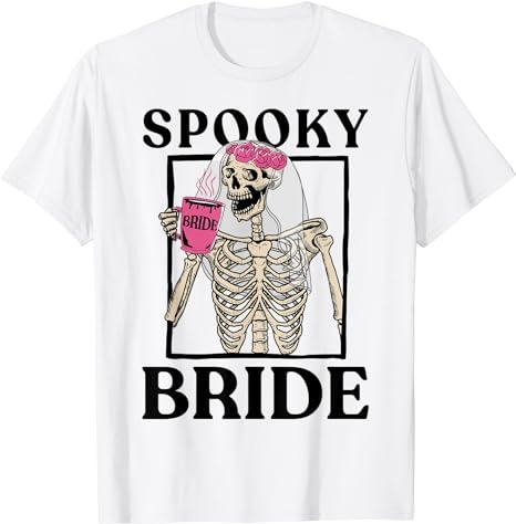 Halloween Spooky Bride Bridesmaid Skeleton Bachelorette T-Shirt PNG File