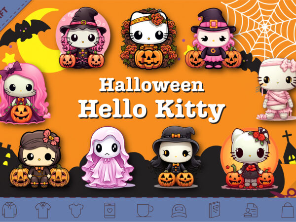 Halloween Spooky Kitty Stickers. Bundle PNG. - Buy t-shirt designs