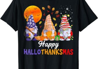 Halloween Thanksgiving Christmas Happy HalloThanksMas Gnomes T-Shirt