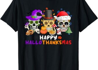 Halloween Thanksgiving Christmas Happy HalloThanksMas T-Shirt