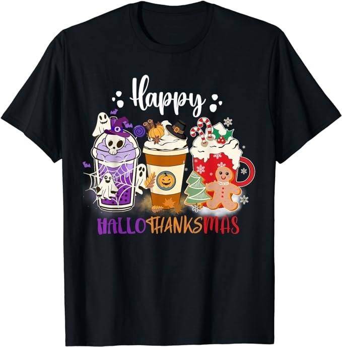 Halloween Thanksgiving Happy HalloThanksMas Coffee Latte T-Shirt