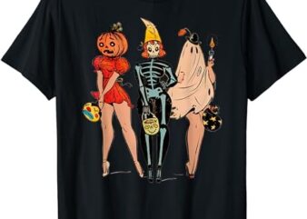 Halloween Witch Pin Up Retro Vintage Pumpkin Women T-Shirt PNG File