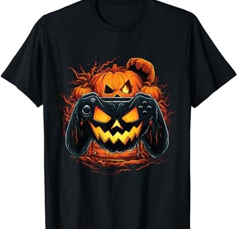 Halloween shirt jack o lantern pumpkin face gamer gaming t-shirt png file