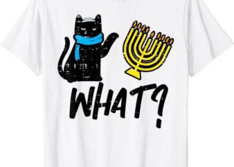 Hanukkah Cat What Funny Chanukah Jewish Women Girls Kids T-Shirt