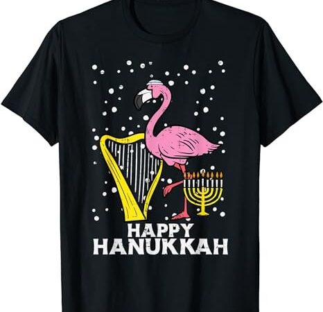 Hanukkah flamingo harp chanukah jewish women girls kids t-shirt