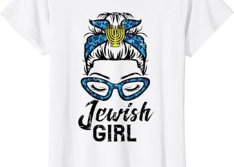 Hanukkah Leopard Messy Bun Jewish Girl Chanukah Women Girls T-Shirt