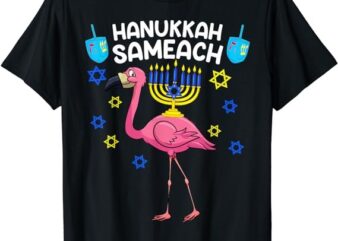 Hanukkah Menorah Flamingo Funny Chanukah Jewish Gift T-Shirt