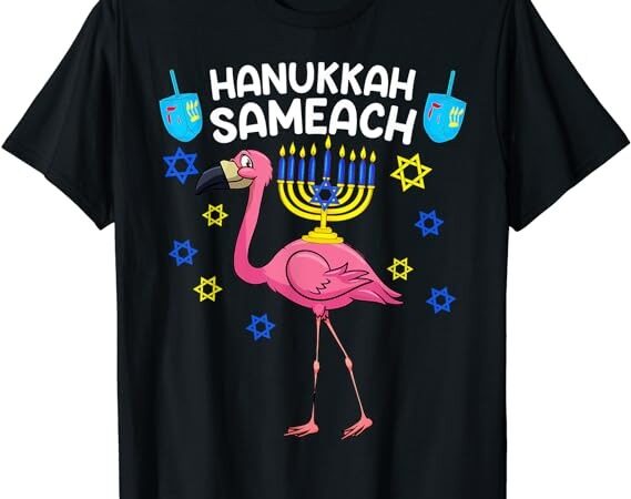 Hanukkah menorah flamingo funny chanukah jewish gift t-shirt