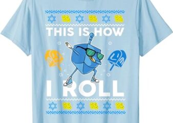 Hanukkah This How I Roll Ugly Sweater Funny Jewish Kids Boy T-Shirt