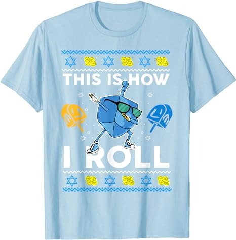 Hanukkah This How I Roll Ugly Sweater Funny Jewish Kids Boy T-Shirt