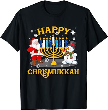 Happy chrismukkah funny hanukkah christmas jewis gifts xmas t-shirt